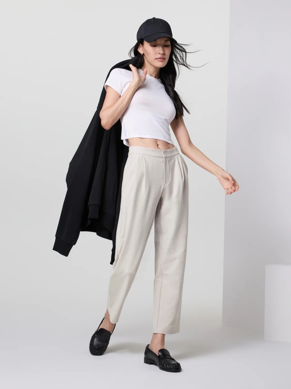 Vuori Elevation Ankle Trouser Ecru Heather XS High Rise Pull On Pants